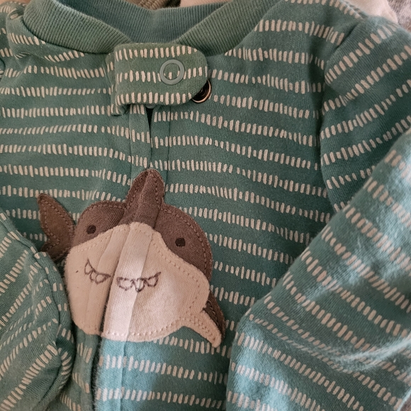 Carter's Dino-Themed Baby Bodysuits in Teal and White - Picture 3 of 10
